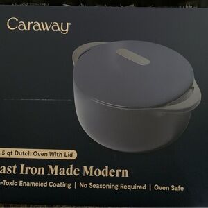 new caraway 6.5qt round Cast iron dutch oven midnight blue